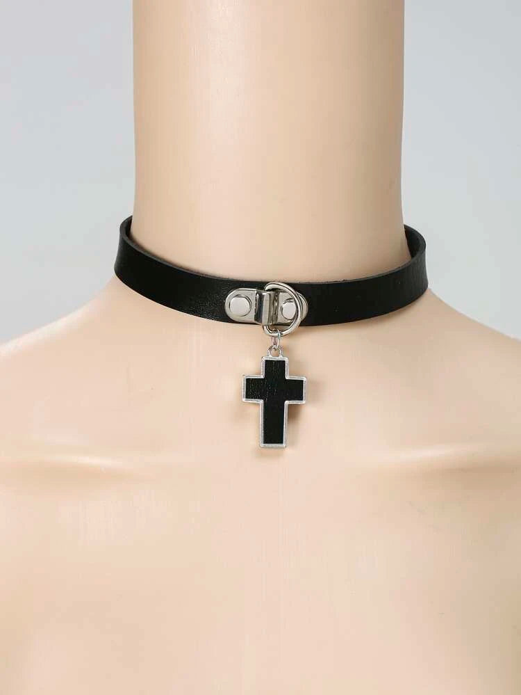 Cross Charm Choker
