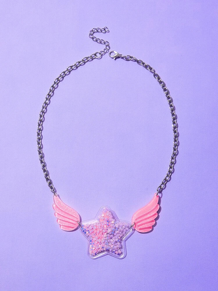 Wings & Star Charm Necklace