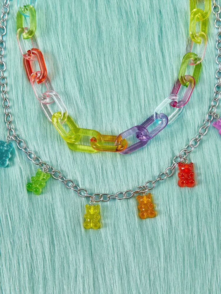 Cadena de pantalones de oso colorido