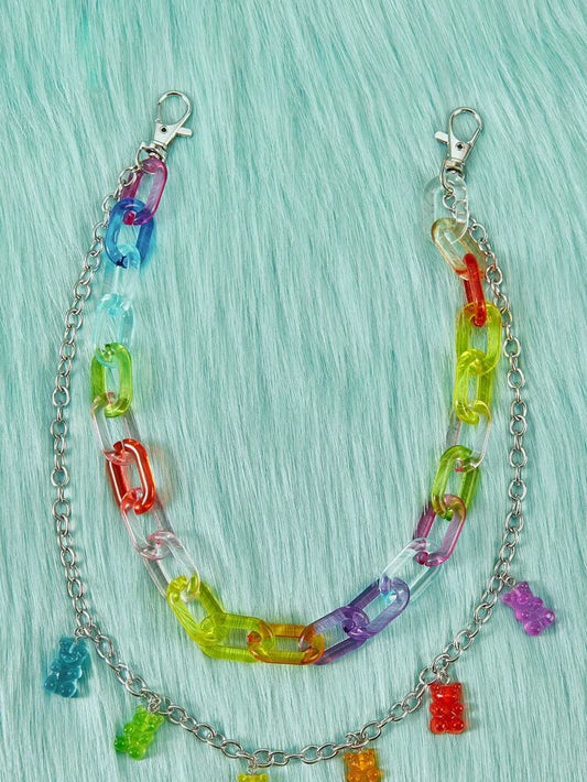 Cadena de pantalones de oso colorido