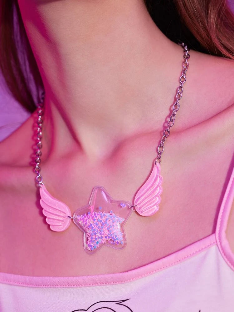 Wings & Star Charm Necklace