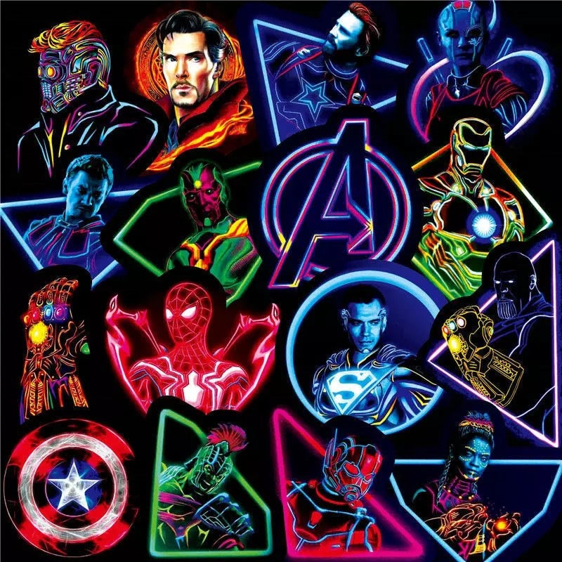 ¡Pegatinas! - Marvel (neón)