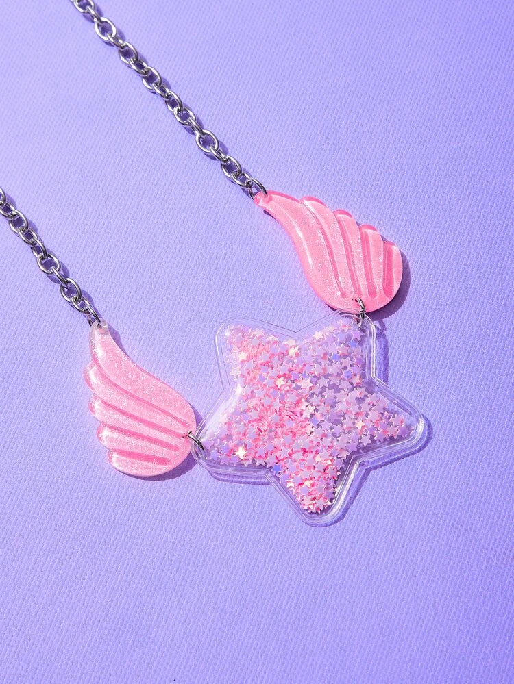 Wings & Star Charm Necklace