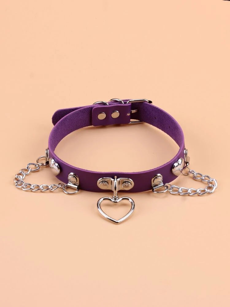 Gargantilla de cadena y corazón de anime