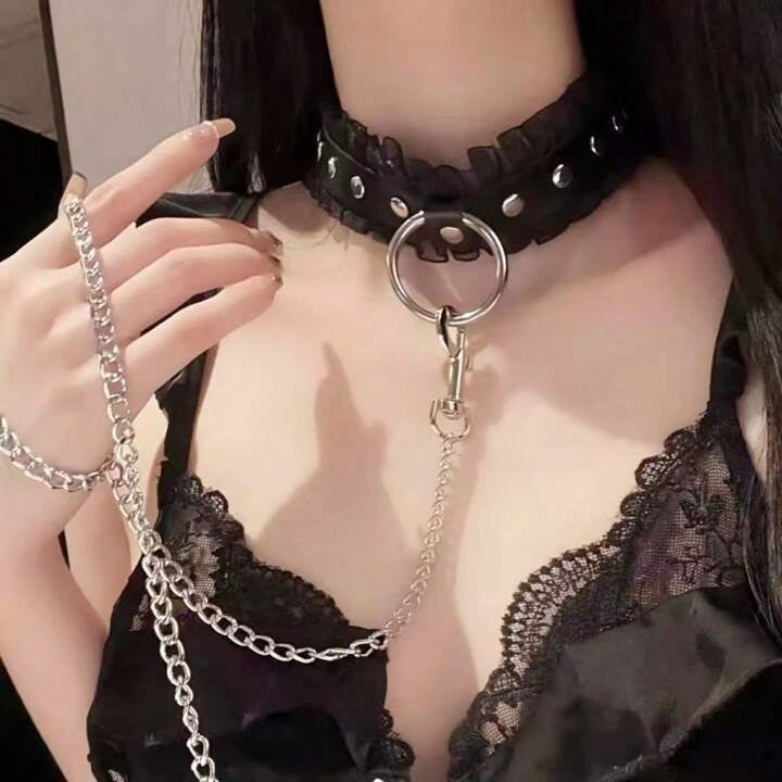 Black Lace Choker with Chain