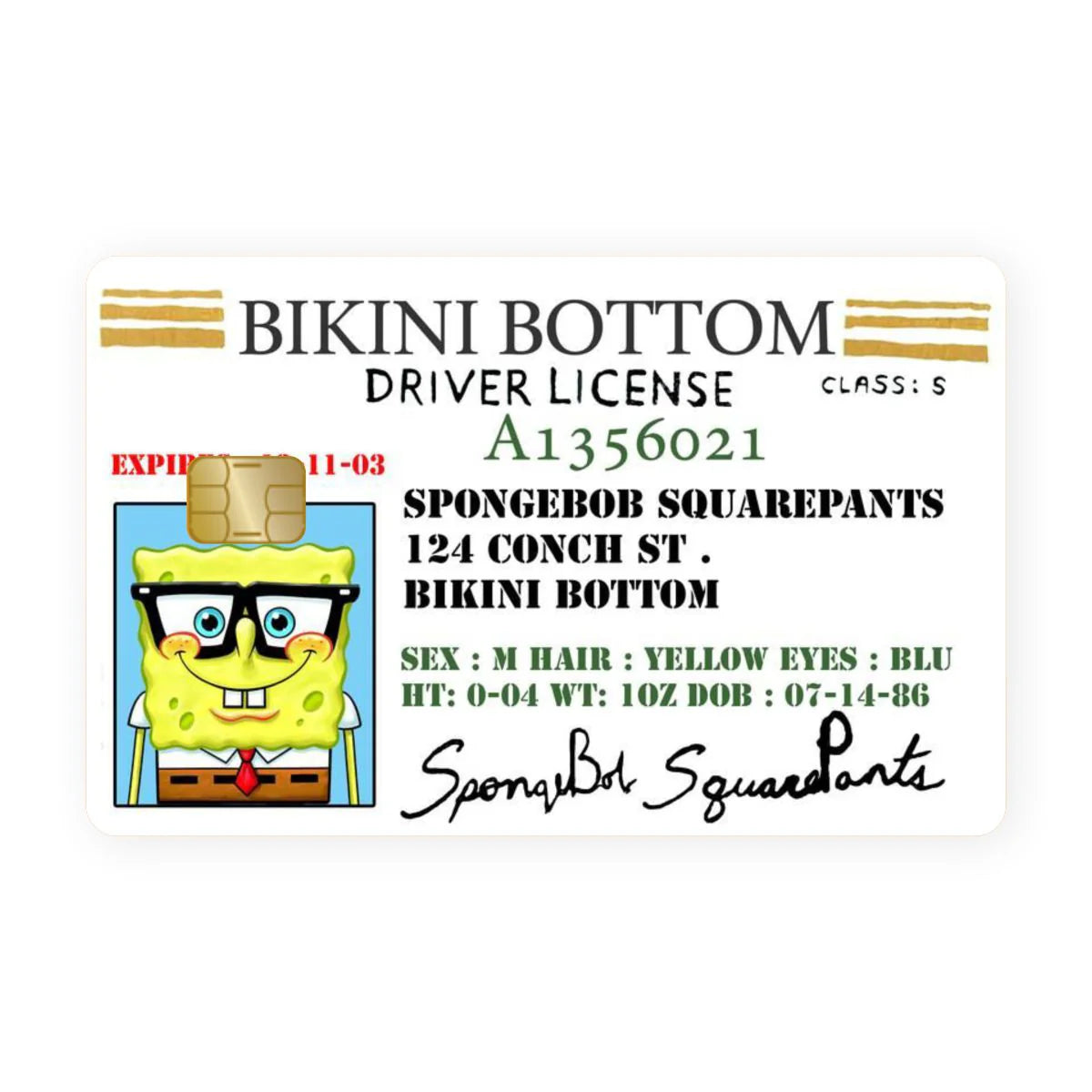 Spongebob VISA Card Skin