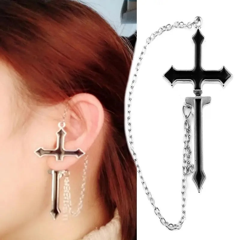 Black Cross Earrings