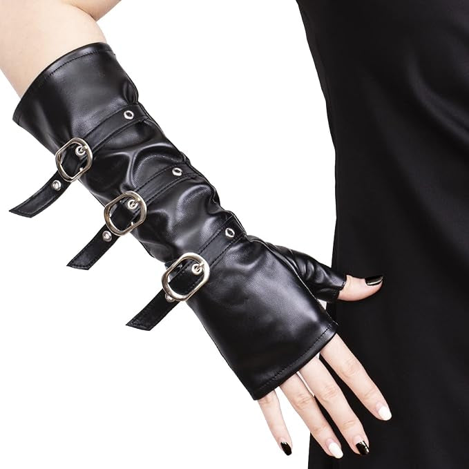 Faux Leather Fingerless Gloves
