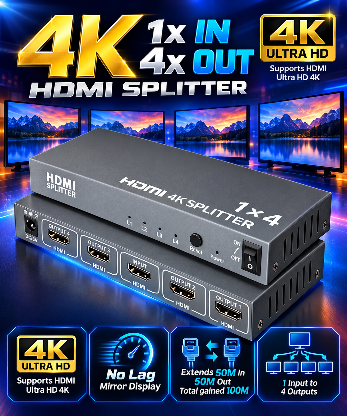 4K HDMI 1x4 Splitter