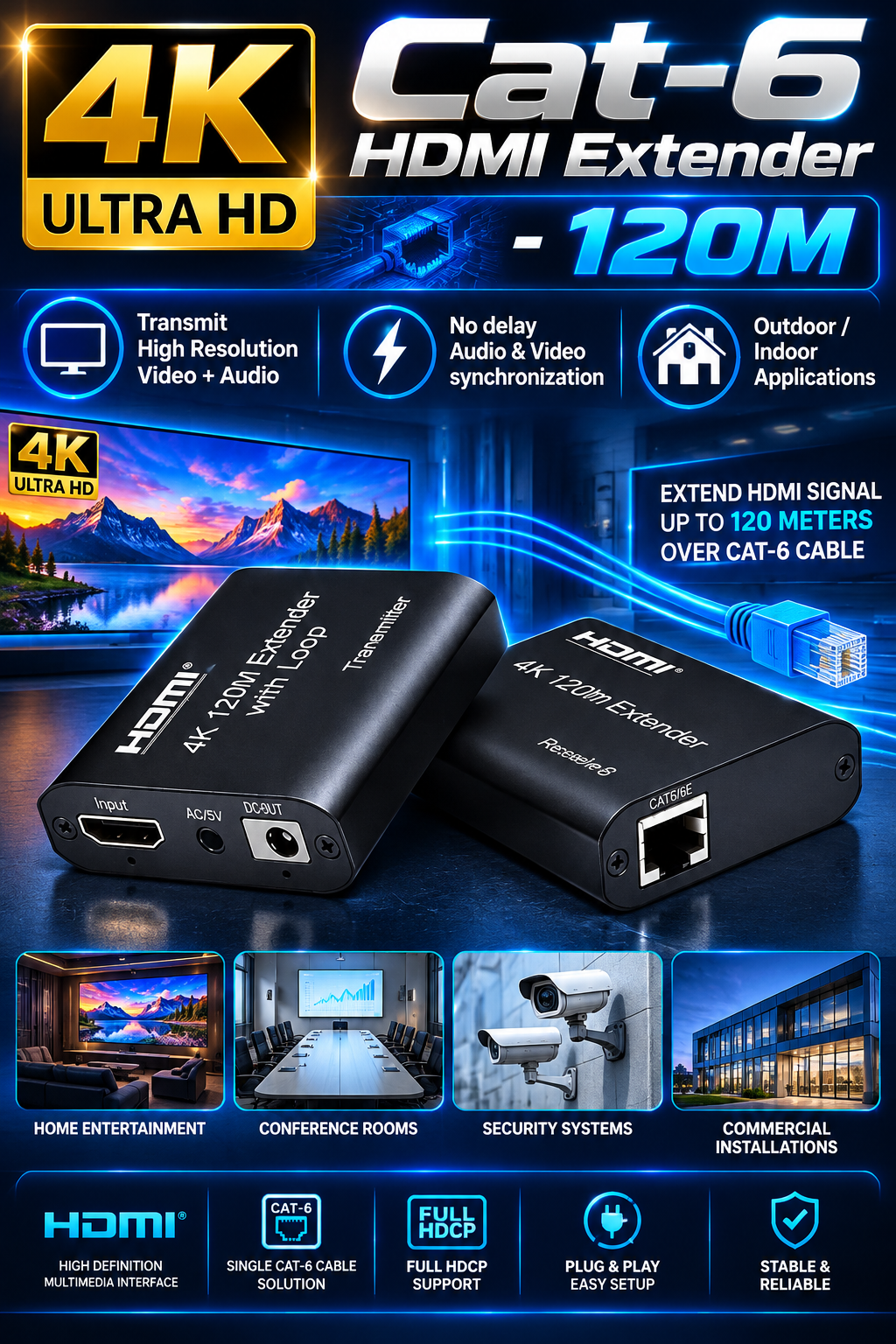HDMI Extender - 120 Meter