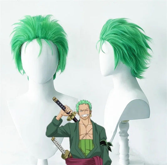 Peluca de cosplay de Zoro de una pieza