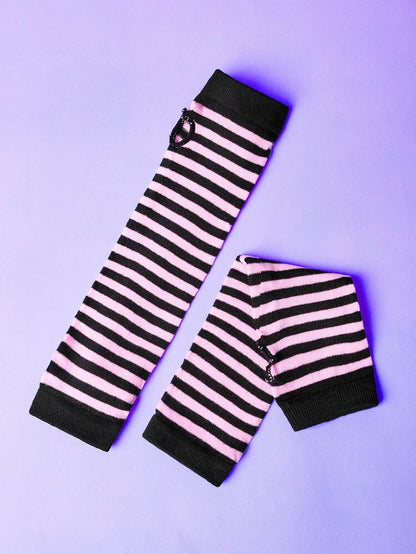 Striped Fingerless Gloves