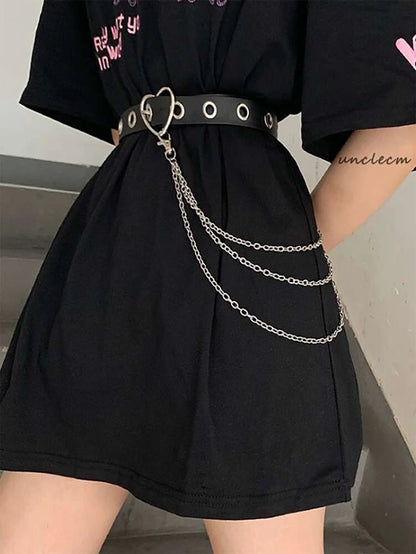 Eyelet Heart Chain Belt