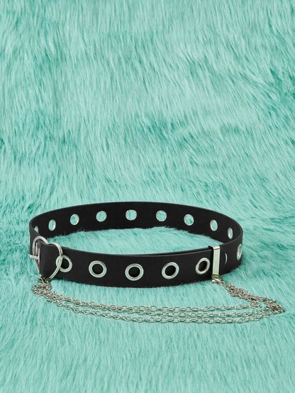 Eyelet Heart Chain Belt