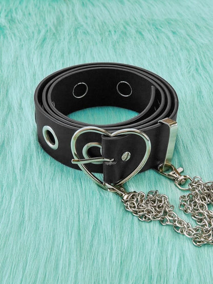 Eyelet Heart Chain Belt