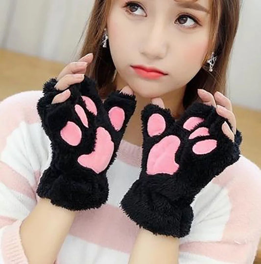 Kitty Paws Fingerless Gloves