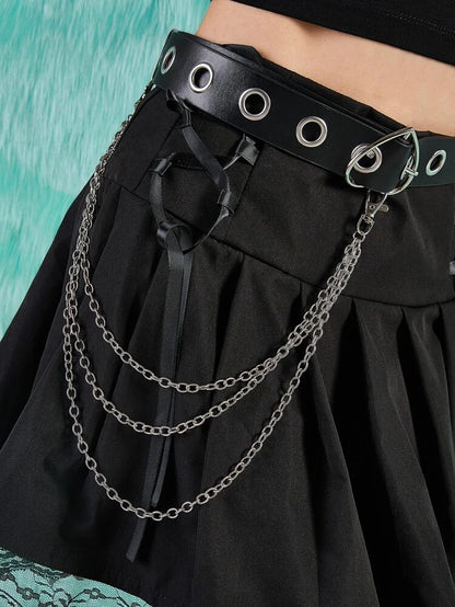 Eyelet Heart Chain Belt